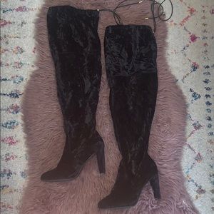 Velvet Over the Knee Boots